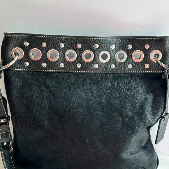 Aqua Madonna Crossbody/Shoulder Bag in Black, accented with Grommets and Studs - Picture 6 of 14